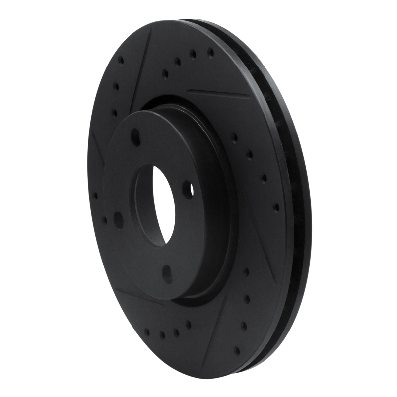 Ford Contour Brake Rotor (1) - Front Left - R1 Concepts - Drilled & Slotted - Black - `98-`04